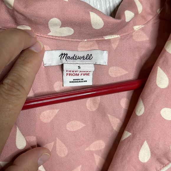 Madewell pink and cream pj top size small button front with pocket - Picture 3 of 4